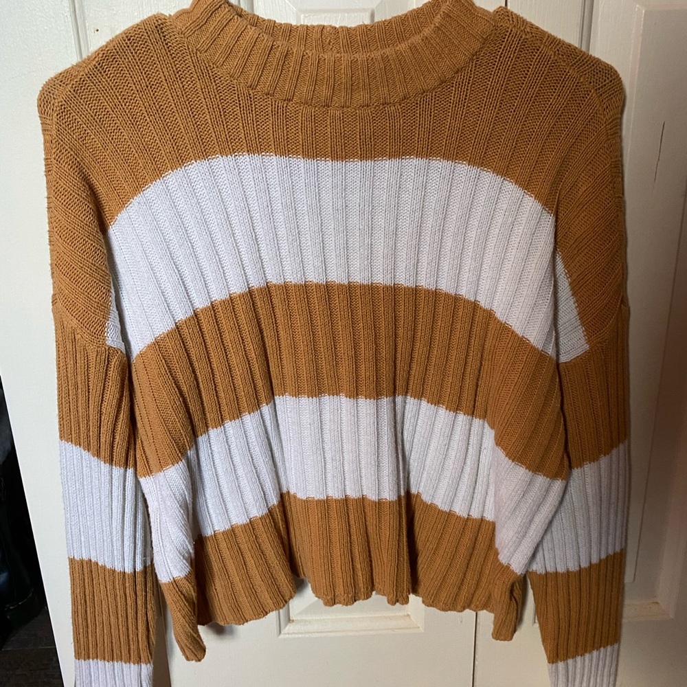 Orange and white cropped sweater